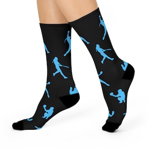 Softball Crew Socks (Blue & Black)