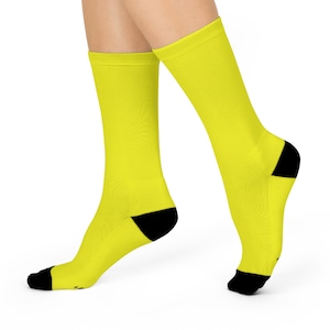Yellow Crew Socks for Men and Women | Solid Dress and Casual | Polyester | Spandex | Nylon | Cotton Socks | Designed & Manufactured in USA