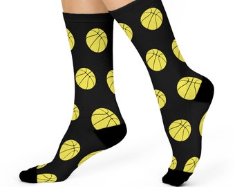 Basketball Crew Socks (Yellow & Black)
