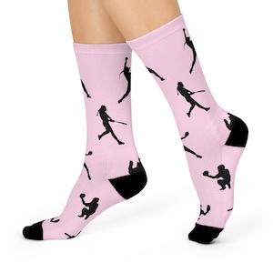 Silhouette Softball Crew Socks (Pink)