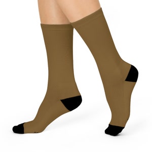 Brown Crew Socks for Men and Women | Solid Dress and Casual | Polyester, Spandex, Nylon and Cotton Socks Designed & Manufactured in USA
