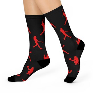 Softball Crew Socks (Red & Black)