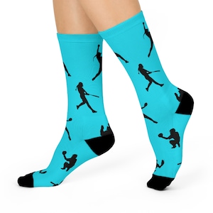Silhouette Softball Crew Socks (Turquoise)
