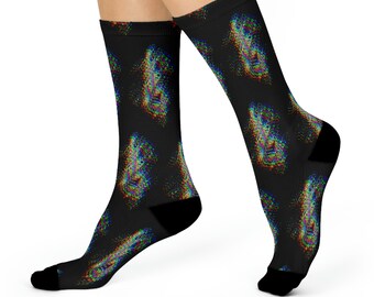 Electric Glitch Guitarist Crew Socks - Musician Gifts, Rock and Roll, Guitar Player Gift, Music Themed, Music Teachers