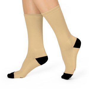 Beige Crew Socks for Men and Women | Solid Dress and Casual | Polyester, Spandex, Nylon and Cotton Socks Designed & Manufactured in USA