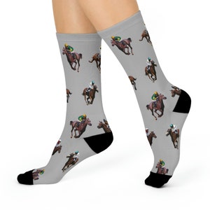 Race Horse and Jockey Crew Sock (Grey)