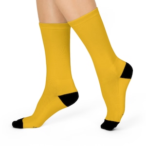 Gold Crew Socks for Men and Women | Solid Dress and Casual | Polyester | Spandex | Nylon | Cotton Socks | Designed & Manufactured in USA