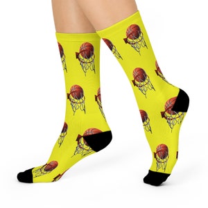 Calcetines deportivos de baloncesto y aro (amarillo)