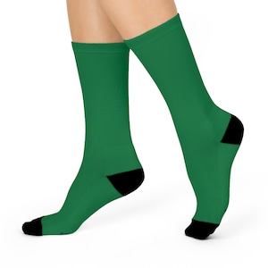 Dark Green Crew Socks for Men and Women | Solid Dress and Casual | Polyester, Spandex, Nylon and Cotton Socks Designed & Manufactured in USA