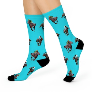 Race Horse and Jockey Crew Sock (Turquoise)