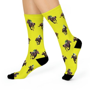 Race Horse and Jockey Crew Sock (Yellow)