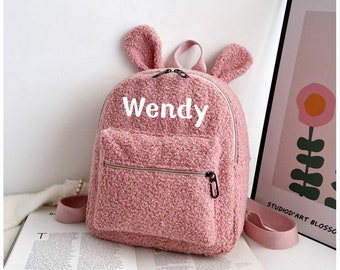 Personalized Backpack Bag, Bag for Kids, Animal Backpack Bag, Name Initial Rubbit Bag, Cute Bag for Kids，school backpack for kids