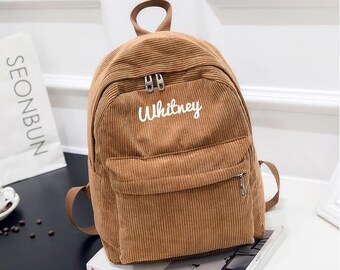 Personalized embroidered backpack, kids backpack personalized, custom name backpack, embroidered backpack adult, Corduroy Backpack kids