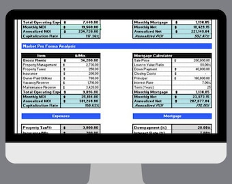 Calculadora de Inversión Inmobiliaria - Análisis de ROI, NOI y Flujo de Caja / Versión Excel / Descarga Digital