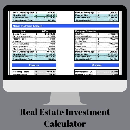 Real Estate Investment Calculator ROI, NOI and Cash Flow Analysis