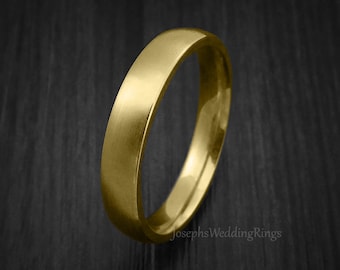 Satin-Finish 9K oder 18K Solid Gold Kuppelförmiger Ehering in 3/4/5/6MM, Zeitloses und Elegantes Design für Männer und Frauen, Klassischer Ehering