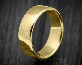 9K or 18K Solid Gold Flat Shaped Wedding Band In 3/4/5/6MM, Timeless and Elegant Design for Men and Women, Classic Wedding Band