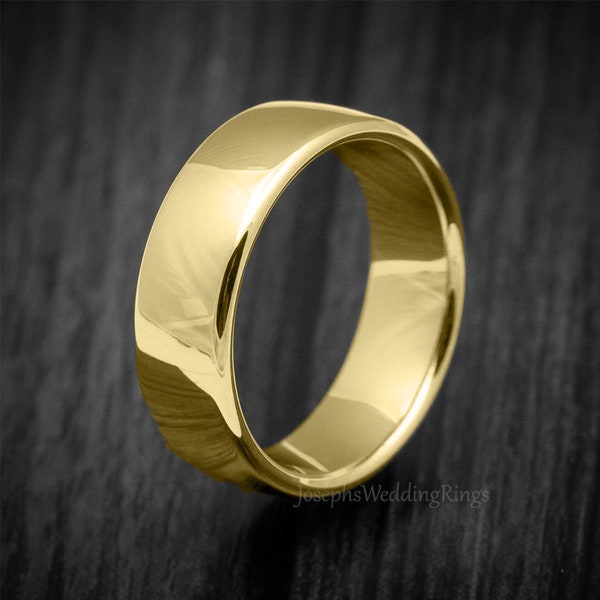 9K or 18K Solid Gold Flat Shaped Wedding Band In 3/4/5/6MM, Timeless and Elegant Design for Men and Women, Classic Wedding Band