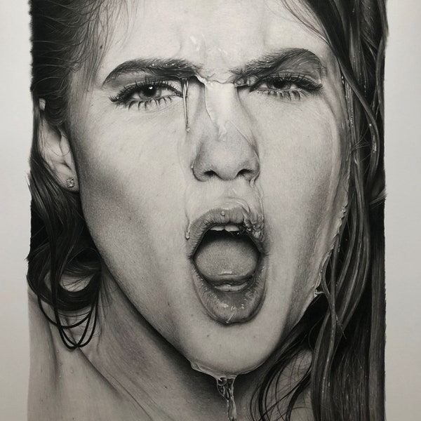 Limited Edition Giclee -Cold Shower- Hyper realism drawing Thomas Jansen