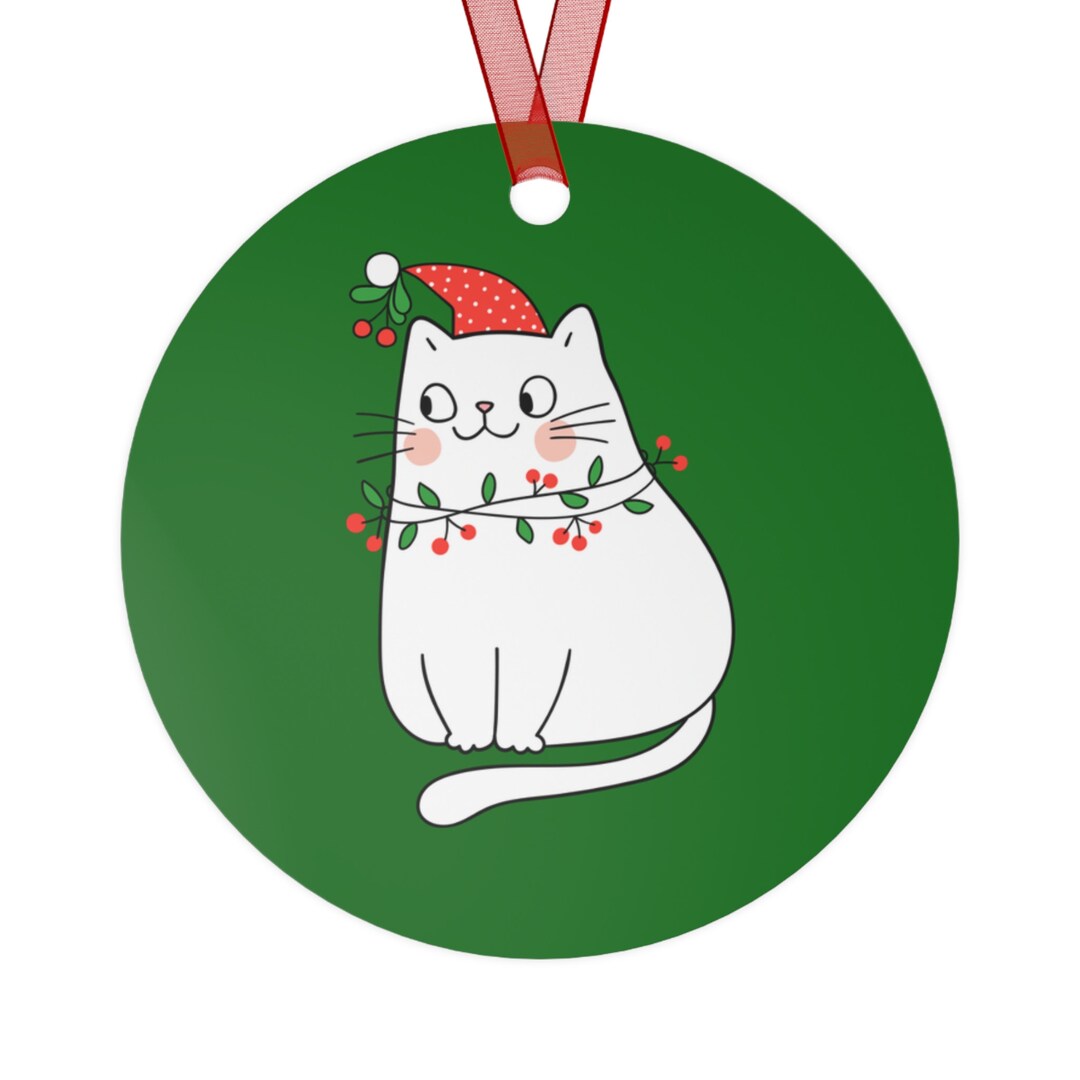 Cat and Dog Lovers Metal Christmas Ornaments. Cat on One Side Etsy