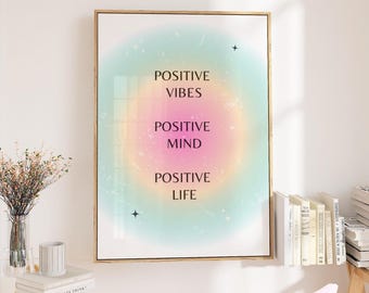 Aura Art Print | Positive Mindset, Gradient Green Decor (Digital Download)