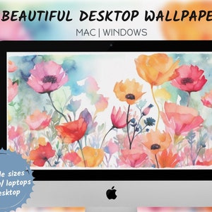 Desktop Wallpaper Wildflowers | Colorful Wallpaper | Watercolor Backgrounds | PC Backgrounds | Laptop Wallpapers | Watercolor Flowers