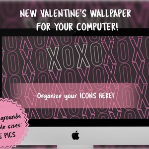 XOXO Desktop Wallpaper Organizer | Laptop Wallpaper | XOXO Computer Wallpaper | Wallpaper for Mac | Hot Pink Backgrounds for Chromebooks