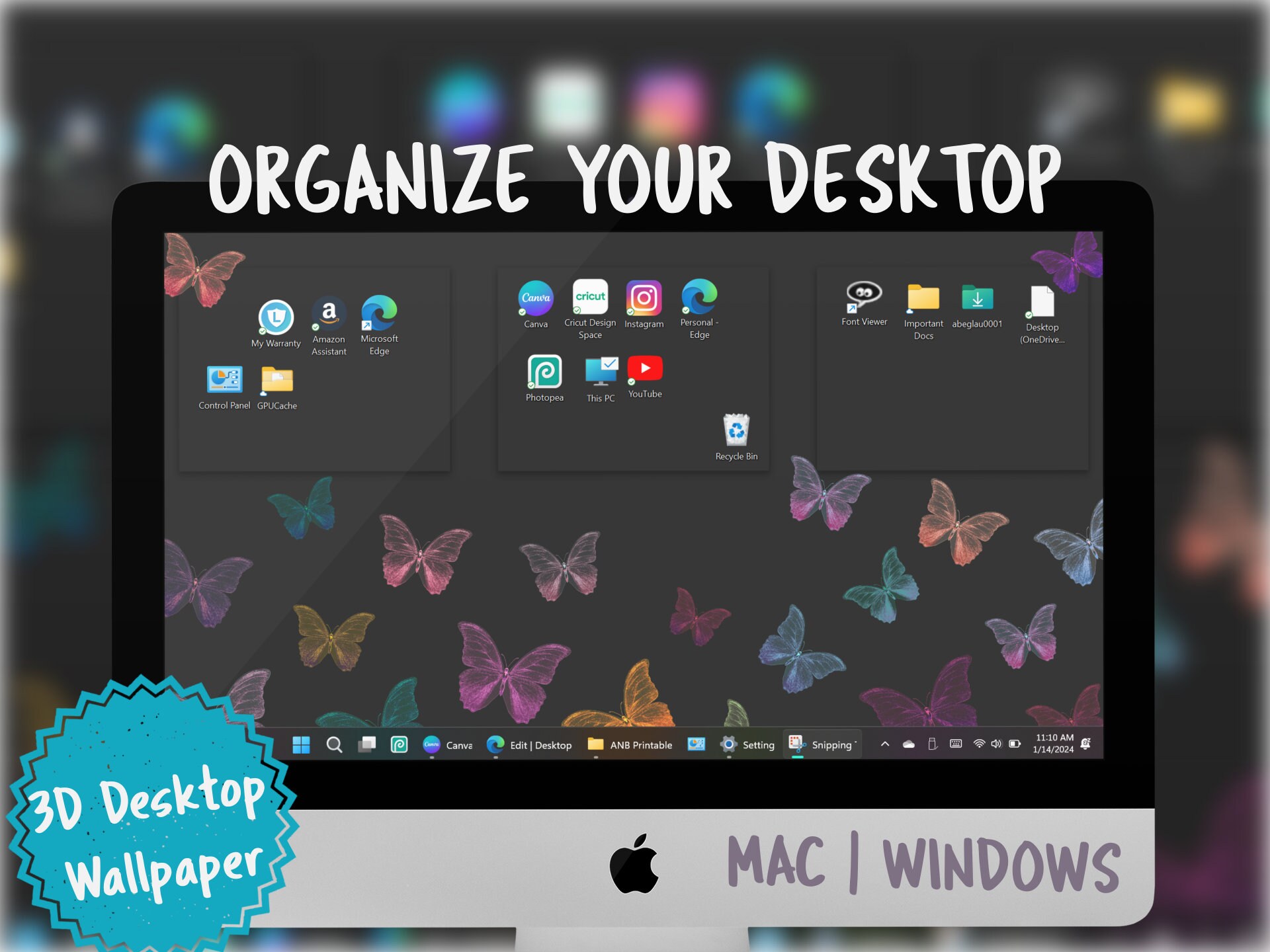 3D Butterfly Desktop Wallpaper Organizer 2024 | Windows Desktop ...