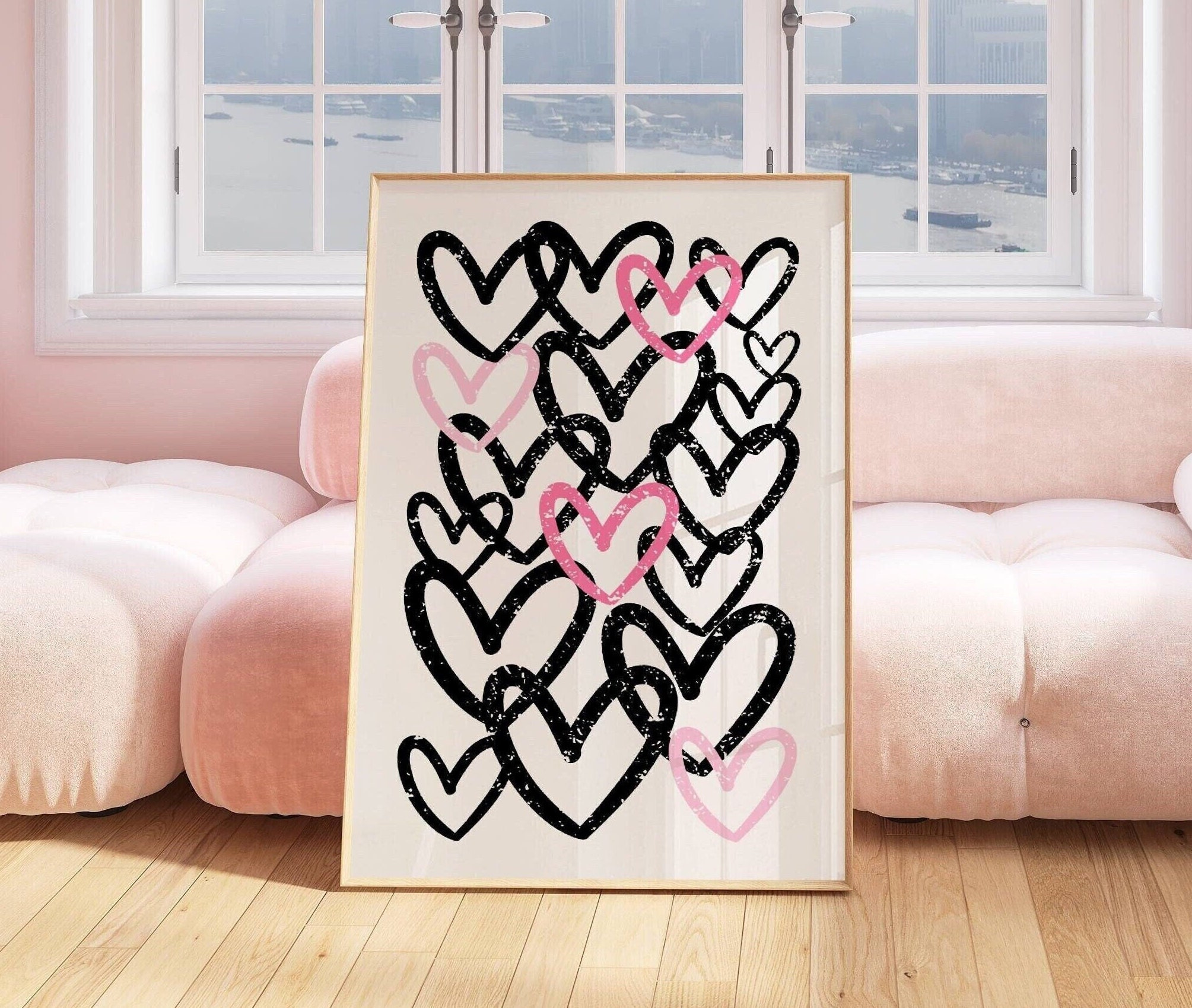 Pink & Black Room Decor | Abstract Wall Prints | Dorm Room Decor ...