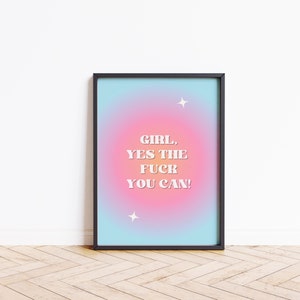 Uplifting Room Decor | Preppy Stuff | Aesthetic Print | Yes You Can Poster | Empower Poster | Cute Room Decor | Good Vibes Aesthetic