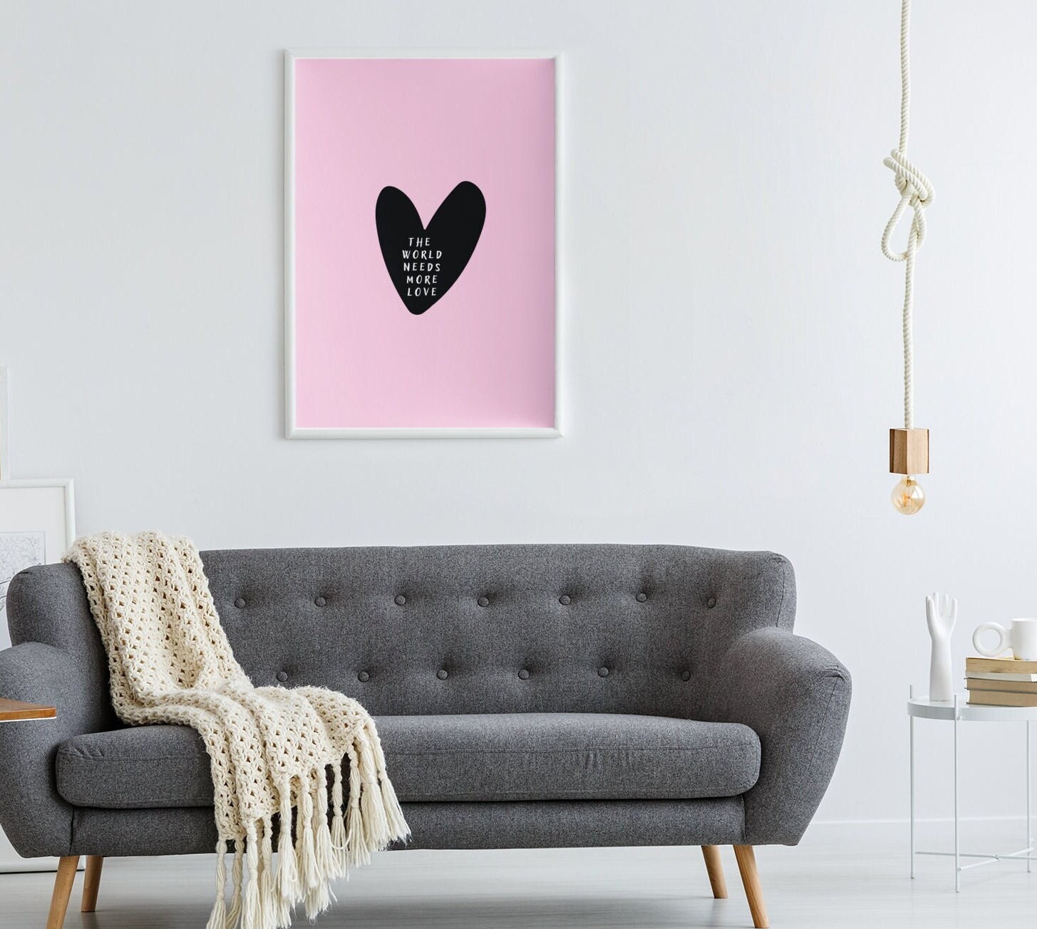 Black and Pink Wall Art Printable Heart Poster Preppy Wall Decor Cute ...