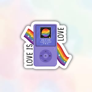 L'amour est l'amour autocollant en vinyle, autocollant drapeau LBGTQ+, autocollant du mois de la fierté trans gay lesbienne, gourde imperméable à l'eau pour ordinateur portable Kindle Journal autocollants