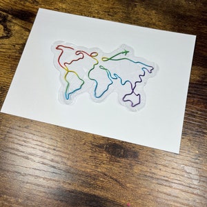Sticker attrape-soleil de voyage carte du monde, fabricant d'arc-en-ciel de fenêtre en vinyle prismatique, sticker déco arc-en-ciel soleil, sticker prisme pour fenêtre