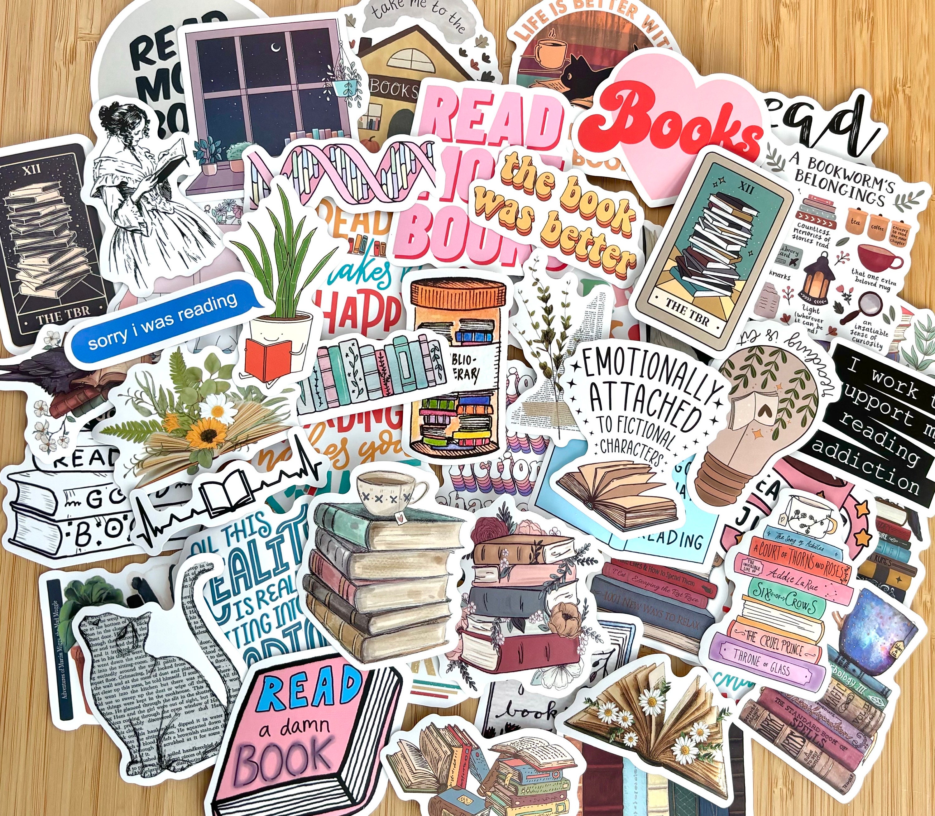 100pcs Book Stickers for Kindle Tablet Laptop, Bookish Reading Stickers,  Reading Stickers, Booktok Stickers Book Lover Clear Case Stickers Gifts