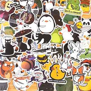 Tier mit Messer Aufkleber, niedliche aber gefährliche Kawaii Laptop Aufkleber, Ente mit Messer, lustige lustige Gans Meme wasserdichte Vinyl-Aufkleber