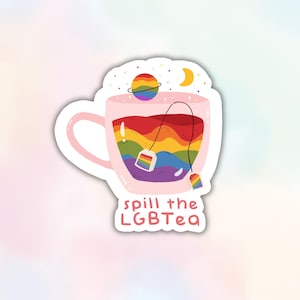 Renversez le sticker en vinyle LGBTea, sticker rigolo LBGTQIA+, mois de la fierté gay, lesbienne bi trans, gourde imperméable à l'eau pour ordinateur portable Kindle pour journal intime