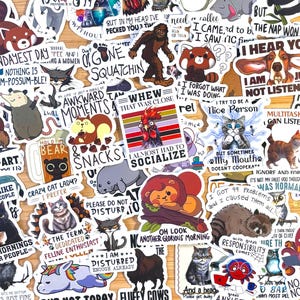 Confezione di adesivi animali sarcastici e impertinenti, adesivi in vinile impermeabili con battute divertenti per adulti, adesivi regalo per bottiglie d'acqua, laptop, bagagli, Kindle