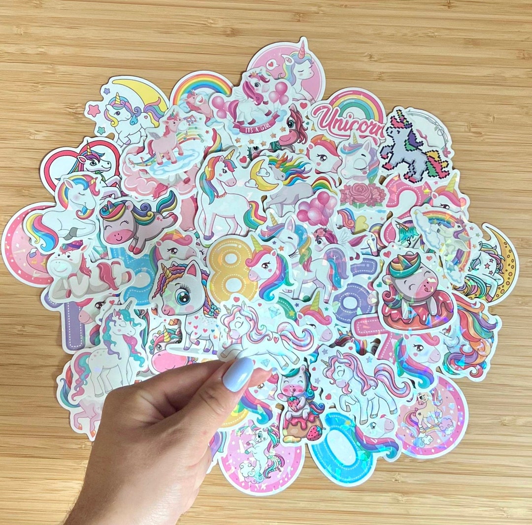 Unicorn Sticker Pack, Colorful Holographic Waterproof Mystery Sticker
