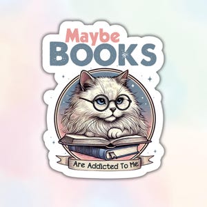Sticker amateur de livres chat sarcastique, décalcomanie vers pour bagage, bouteille d'eau étanche pour Kindle pour ordinateur portable | Sticker esthétique mignon