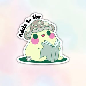 S'ajoute à l'autocollant TBR - sticker vinyle découpé grenouille livresque kawaii - cadeau Booktok pour elle Kobo - sticker bouteille d'eau Kindle imperméable pour ordinateur portable