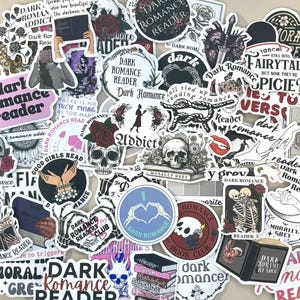 Paquete de pegatinas de Dark Romance Reader, pegatinas góticas en negro, blanco y rojo, calcomanías para portátiles y Kindle, bolsa sorpresa de pegatinas para el club de lectura.