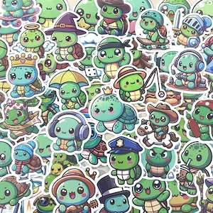 Stickerpakket kawaii schildpad, schattige babyschildpadden vinylstickers, bidon water bagage laptop Kindle Mystery-grijptas Beloningen