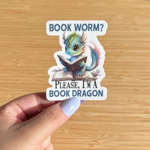 Sticker vinyle dragon livre Sticker mignon petit ver de livre Stickers Kindle étanches pour ordinateur portable Amoureux des livres drôle Sticker image 3