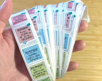 10 Small Affirmation Words Stickers, Sticky Note Daily Positivity Reminder Kiss Cut Stickers, Water bottle Laptop Kindle Self Care Decals
