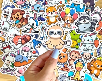 Cute Animal Sticker Pack, Fun Aesthetic Die Cut Random Sticker Bundle, Funny Furry Animal Sticker for Children, Water Bottle Laptop Stickers