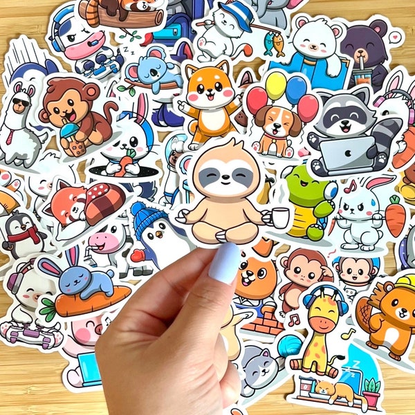 Cute Animal Sticker Pack, Fun Aesthetic Die Cut Random Sticker Bundle, Funny Furry Animal Sticker for Children, Water Bottle Laptop Stickers