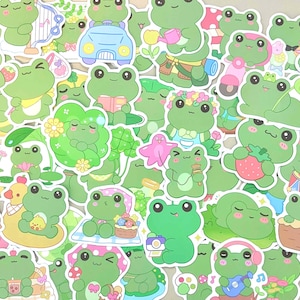 Lot d'autocollants grenouilles mignons, décalcomanies grenouilles d'arbre kawaii, autocollants en vinyle imperméables crapaud vert, ensemble d'autocollants de journal pour ordinateur portable gobelet bouteille d'eau
