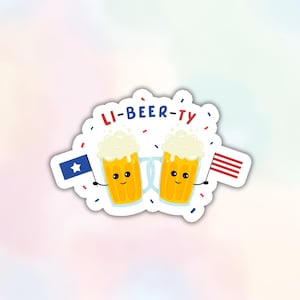 Sticker vinyle Li-Beer-Ty, sticker patriotique américain kawaii, cadeau Liberty USA drôle et petit garçon, stickers pour Kindle d'une bouteille d'eau étanche pour ordinateur portable