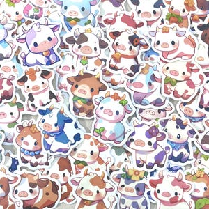 Paquete de pegatinas de vaca adorable, calcomanías de vaca peludas kawaii, calcomanías de vinilo impermeables de animales de granja adorables, juego de pegatinas para botella de agua, Kindle, portátil, diario