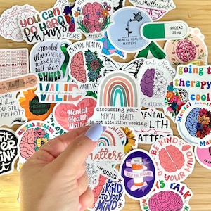 Stickerpakket geestelijke gezondheid is belangrijk - waterdicht mysterie angst en depressie gestanste vinylstickers, hydroflask Kobo laptop waterfles cadeau